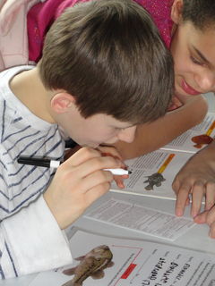 Two Community Christian Academy students at a radio station