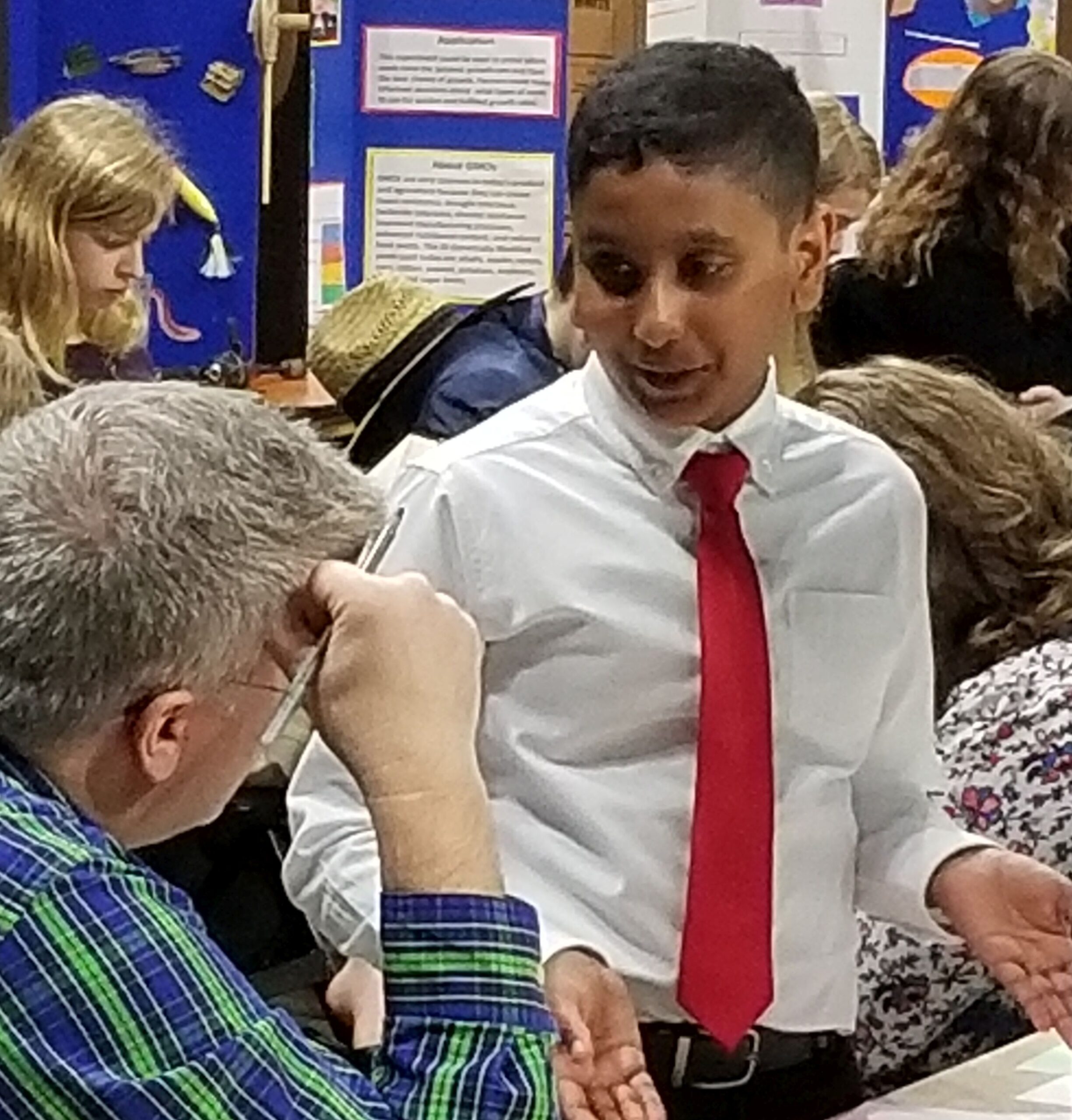 Students presenting science projects