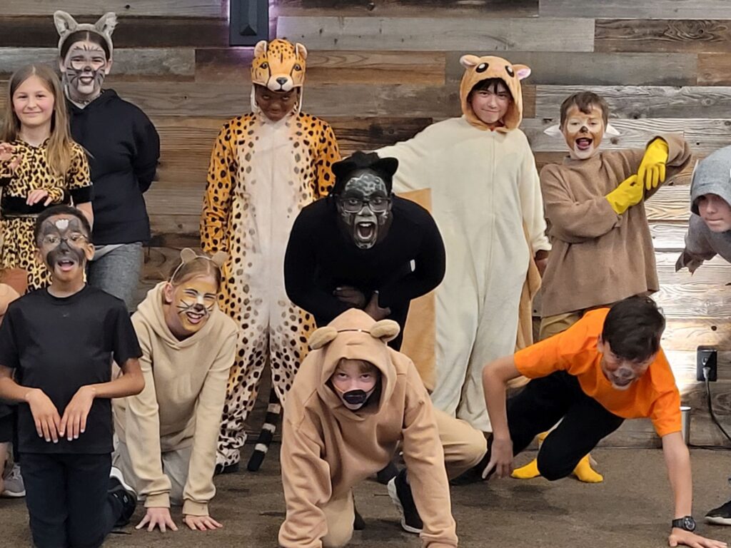 Students dressed in animal costumes